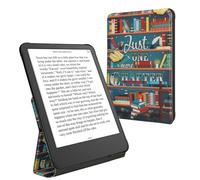 kwmobile Cover for Amazon Kindle Paperwhite (2024)/Colorsoft Case - E-Reader PU Leather Protection - Auto Wake/Sleep - eBook Magnetic Stand - Multicolor Library Motto
