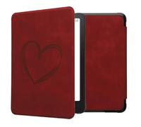 kwmobile Cover for Amazon Kindle Paperwhite (2024)/Colorsoft Case - eReader Cover with auto sleep funktion - Brushed Heart with Dark Red