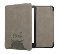 kwmobile Cover for Amazon Kindle Paperwhite (2024)/Colorsoft Case - eReader Cover with auto sleep funktion - Meow Cat with Grey/Black