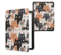 kwmobile Cover for Amazon Kindle Paperwhite (2024)/Colorsoft Case - eReader Cover with auto sleep funktion - Cats with Orange/Black/White