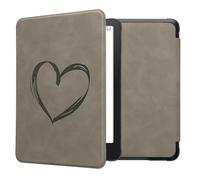kwmobile Cover for Amazon Kindle Paperwhite (2024)/Colorsoft Case - eReader Cover with auto sleep funktion - Brushed Heart with Grey