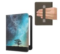 kwmobile Cover for Amazon Kindle Paperwhite (2024)/Colorsoft Case - eReader Cover with hand strap and auto sleep funktion - Cosmic Nature with Blue/Grey/Black