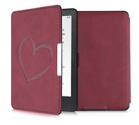 kwmobile Cover for Amazon Kindle Paperwhite Case - eReader Cover with auto sleep funktion - Brushed Heart with Dark Red