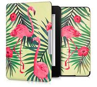 kwmobile Cover for Amazon Kindle Paperwhite Case - eReader Cover with auto sleep funktion - Flamingos & Palm Trees with Pink/Green/Light Green