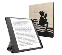 kwmobile Cover for Amazon Kindle Scribe (2022/2024) Case - E-Reader PU Leather Protection - Built In Pen Holder - eBook Magnetic Stand - Girl and Books