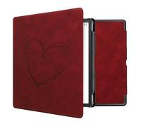 kwmobile Cover for Amazon Kindle Scribe (2022/2024) Case - eReader Cover with auto sleep funktion - Brushed Heart with Dark Red