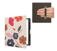 kwmobile Cover for Amazon Kindle Scribe (2022/2024) Case - eReader Cover with hand strap and auto sleep funktion - Colorful Flowers with Dark Pink/Dark Blue/Cream