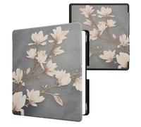 kwmobile Cover for Amazon Kindle Scribe (2024) Case - eReader Cover with auto sleep funktion - Magnolias with Taupe/White/Blue Grey