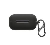 kwmobile Cover for Anker Soundcore C40i Case - Silicone Cover for Earbuds Charging Case - Protective Headphone Holder with Carabiner Clip - Black