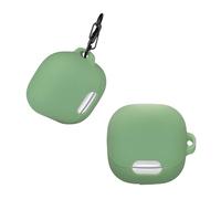 kwmobile Cover for Anker Soundcore Liberty 4 NC Case - Silicone Cover for Earbuds Charging Case - Protective Headphone Holder with Carabiner Clip - Pastel Green