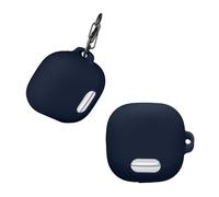 kwmobile Cover for Anker Soundcore Liberty 4 NC Case - Silicone Cover for Earbuds Charging Case - Protective Headphone Holder with Carabiner Clip - Dark Blue