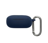 kwmobile Cover for Anker Soundcore Liberty 5 Case - Silicone Cover for Earbuds Charging Case - Protective Headphone Holder with Carabiner Clip - Dark Blue