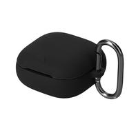 kwmobile Cover for Anker soundcore Liberty Buds Case - Silicone Cover for Earbuds Charging Case - Protective Headphone Holder with Carabiner Clip - Black