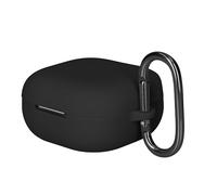 kwmobile Cover for Anker Soundcore P31i / Soundcore R60iNC Case - Silicone Cover for Earbuds Charging Case - Protective Headphone Holder with Carabiner Clip - Black