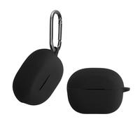 kwmobile Cover for Anker Soundcore P3i Case - Silicone Cover for Earbuds Charging Case - Protective Headphone Holder with Carabiner Clip - Black