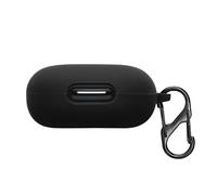 kwmobile Cover for Anker Soundcore Sport X20 Case - Silicone Cover for Earbuds Charging Case - Protective Headphone Holder with Carabiner Clip - Black