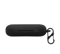 kwmobile Cover for Anker Soundcore V20i Case - Silicone Cover for Earbuds Charging Case - Protective Headphone Holder with Carabiner Clip - Black