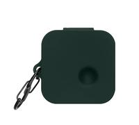 kwmobile Cover for CMF by Nothing Nothing Ear 2024 Case - Silicone Cover for Earbuds Charging Case - Protective Headphone Holder with Carabiner Clip - Dark Green