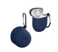 kwmobile Cover for Google Pixel Buds 2 (2020) Case - Silicone Cover for Earbuds Charging Case - Protective Headphone Holder with Carabiner Clip - Dark Blue