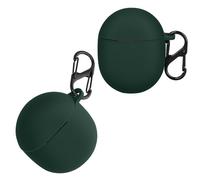 kwmobile Cover for Google Pixel Buds Pro 2 / Pixel Buds Pro Case - Silicone Cover for Earbuds Charging Case - Protective Headphone Holder with Carabiner Clip - Dark Green