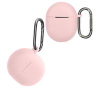 kwmobile Cover for Google Pixel Buds Pro 2 / Pixel Buds Pro Case - Silicone Cover for Earbuds Charging Case - Protective Headphone Holder with Carabiner Clip - Dusty Pink