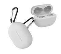 kwmobile Cover for Huawei FreeBuds Pro Case - Silicone Cover for Earbuds Charging Case - Protective Headphone Holder with Carabiner Clip - Grey
