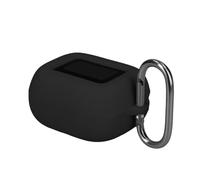 kwmobile Cover for JBL Live Buds 4 / Beam 4 / Flex 4 Case - Silicone Cover for Earbuds Charging Case - Protective Headphone Holder with Carabiner Clip - Black