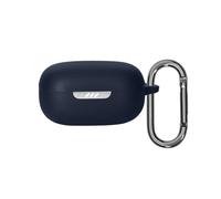 kwmobile Cover for JBL Live Pro 2 TWS Case - Silicone Cover for Earbuds Charging Case - Protective Headphone Holder with Carabiner Clip - Dark Blue