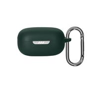 kwmobile Cover for JBL Live Pro 2 TWS Case - Silicone Cover for Earbuds Charging Case - Protective Headphone Holder with Carabiner Clip - Dark Green