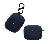 kwmobile Cover for JBL Tune Buds Case - Silicone Cover for Earbuds Charging Case - Protective Headphone Holder with Carabiner Clip - Dark Blue
