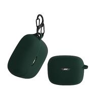 kwmobile Cover for JBL Tune Buds Case - Silicone Cover for Earbuds Charging Case - Protective Headphone Holder with Carabiner Clip - Dark Green