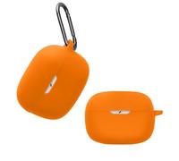 kwmobile Cover for JBL Wave Beam/Beam 2 / Wave 200TWS Case - Silicone Cover for Earbuds Charging Case - Protective Headphone Holder with Carabiner Clip - Orange