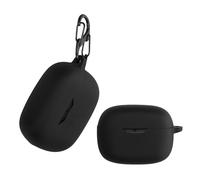 kwmobile Cover for JBL Wave Beam/Beam 2 / Wave 200TWS Case - Silicone Cover for Earbuds Charging Case - Protective Headphone Holder with Carabiner Clip - Black