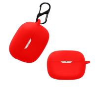 kwmobile Cover for JBL Wave Beam/Beam 2 / Wave 200TWS Case - Silicone Cover for Earbuds Charging Case - Protective Headphone Holder with Carabiner Clip - Red