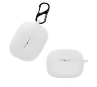 kwmobile Cover for JBL Wave Beam/Beam 2 / Wave 200TWS Case - Silicone Cover for Earbuds Charging Case - Protective Headphone Holder with Carabiner Clip - White