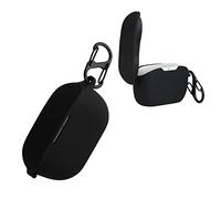 kwmobile Cover for JBL WAVE BUDS Case - Silicone Cover for Earbuds Charging Case - Protective Headphone Holder with Carabiner Clip - Black