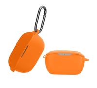 kwmobile Cover for JBL WAVE BUDS Case - Silicone Cover for Earbuds Charging Case - Protective Headphone Holder with Carabiner Clip - Orange