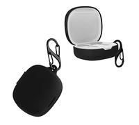 kwmobile Cover for JBL Wave Flex/Wave Flex 2 Case - Silicone Cover for Earbuds Charging Case - Protective Headphone Holder with Carabiner Clip - Black