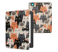 kwmobile Cover for Kobo Aura H2O Edition 2 Case - eReader Cover with auto sleep funktion - Cats with Orange/Black/White