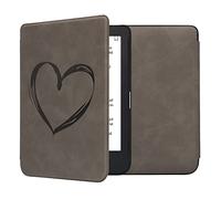 kwmobile Cover for Kobo Clara 2E / Tolino Shine 4 Case - eReader Cover with auto sleep funktion - Brushed Heart with Grey
