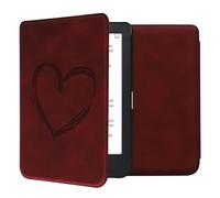 kwmobile Cover for Kobo Clara 2E / Tolino Shine 4 Case - eReader Cover with auto sleep funktion - Brushed Heart with Dark Red