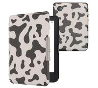 kwmobile Cover for Kobo Clara 2E / Tolino Shine 4 Case - eReader Cover with auto sleep funktion - Cow Print with Black/White