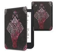 kwmobile Cover for Kobo Clara 2E / Tolino Shine 4 Case - eReader Cover with auto sleep funktion - Elephant Sketch with Dark Pink/Anthracite