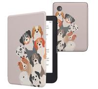 kwmobile Cover for Kobo Clara 2E / Tolino Shine 4 Case - eReader Cover with auto sleep funktion - Funny Dogs with Brown/White/Taupe