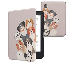 kwmobile Cover for Kobo Clara 2E / Tolino Shine 4 Case - eReader Cover with auto sleep funktion - Funny Dogs with Brown/White/Taupe