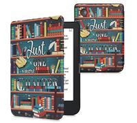 kwmobile Cover for Kobo Clara 2E / Tolino Shine 4 Case - eReader Cover with auto sleep funktion - Library Motto with Multicolor