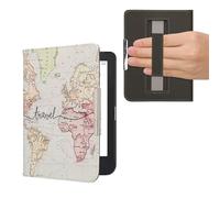 kwmobile Cover for Kobo Clara 2E / Tolino Shine 4 Case - eReader Cover with hand strap and auto sleep funktion - Travel with Black/Multicolor