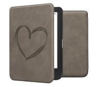 kwmobile Cover for Kobo Clara BW/Colour Case - eReader Cover with auto sleep funktion - Brushed Heart with Grey