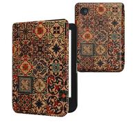 kwmobile Cover for Kobo Clara BW/Colour Case - eReader Cover with auto sleep funktion - Pattern with Brown/Blue/Red