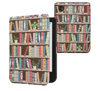 kwmobile Cover for Kobo Clara BW/Colour Case - eReader Cover with auto sleep funktion - Summer Library with Blue/Green/Dark Pink